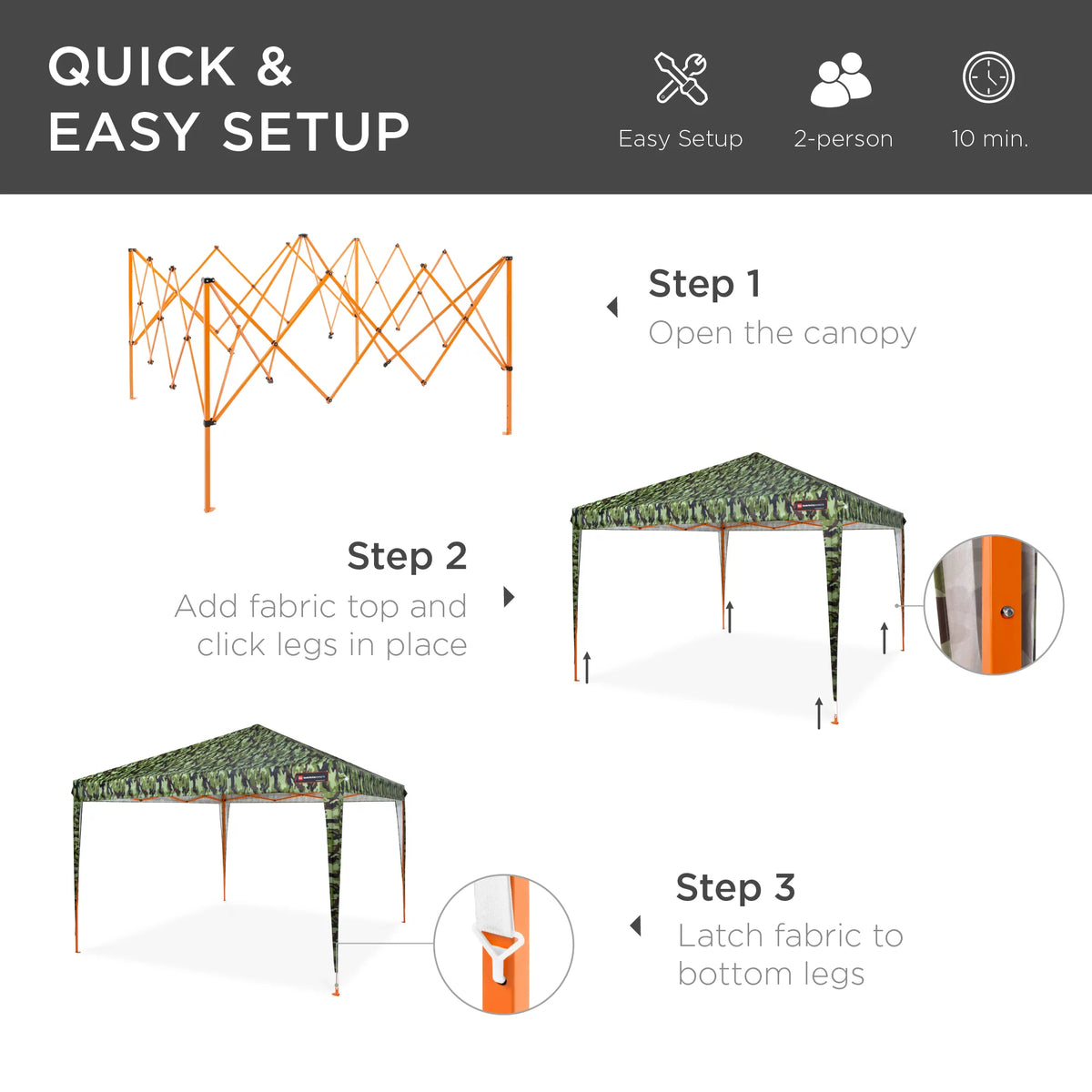 10x10ft Dark Gray Pop Up Canopy Tent with Carrying Bag C202939