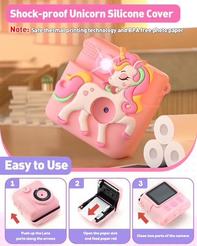 Pink Instant Print Kids Camera with 32GB SD Card Q624259