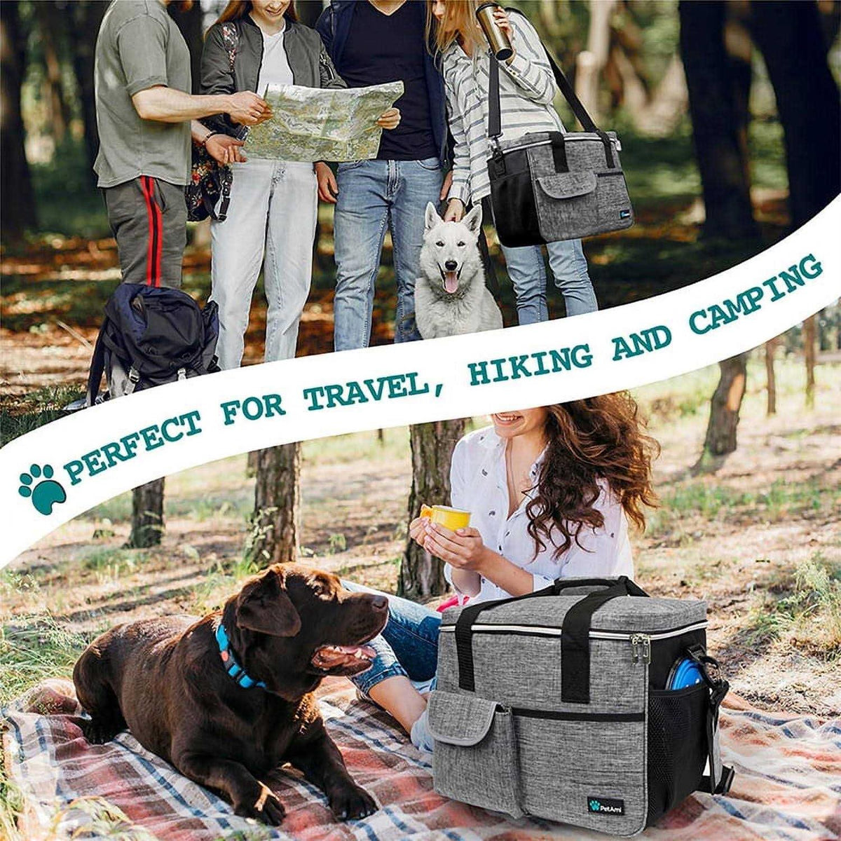 Dog Travel Bag with Food Container and Bowls Y344