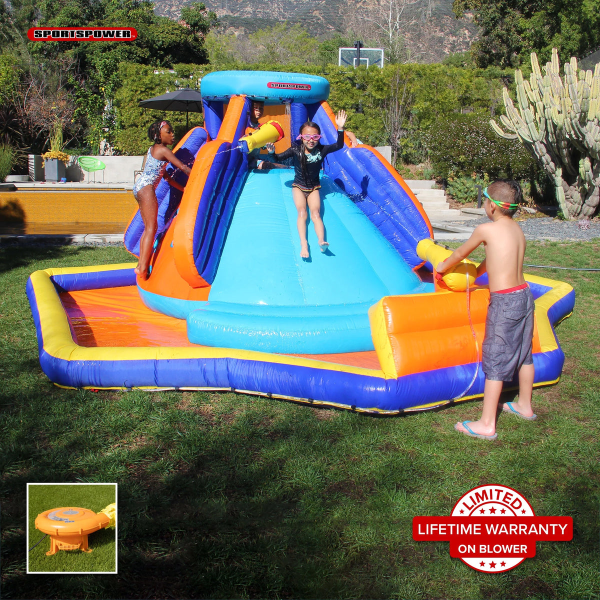 13.8' Inflatable Water Slide with Heavy Duty Blower W258926