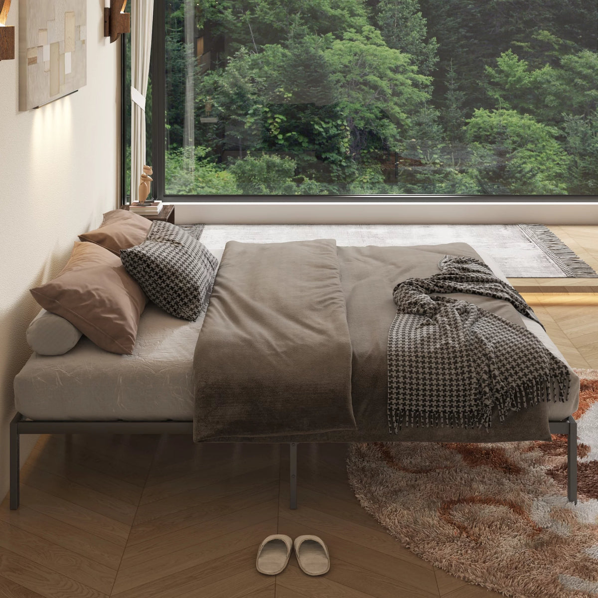 Black Metal Platform Bed Frame B73688