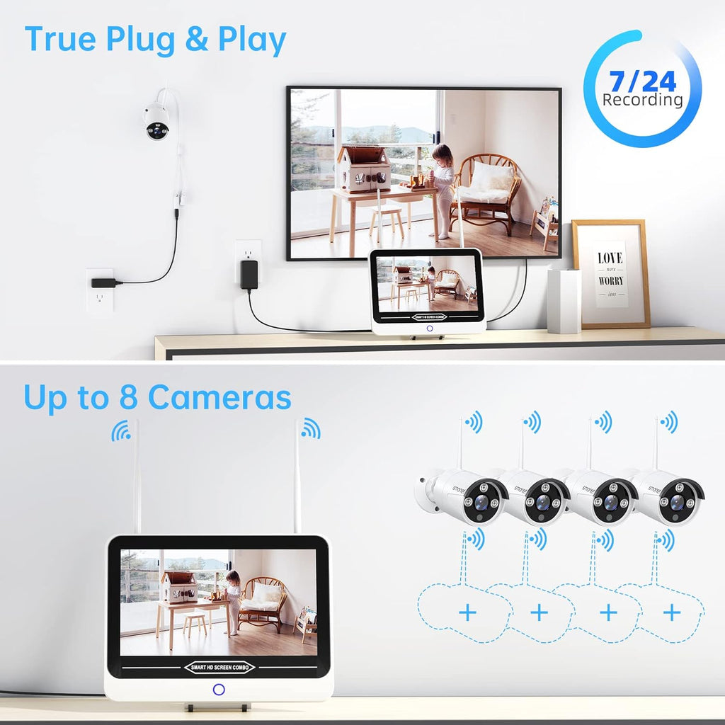 3MP Wireless Security Camera System with 12” Monitor P27401