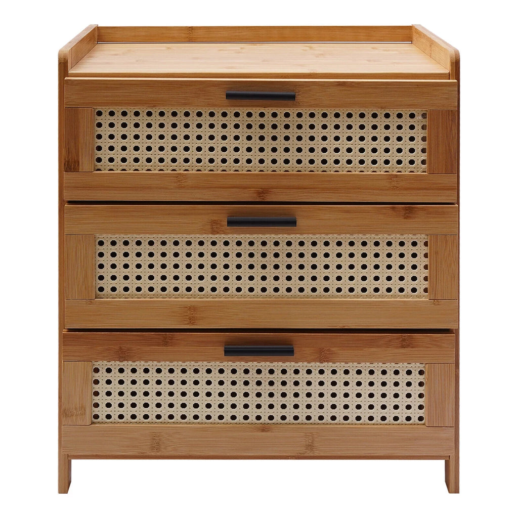 Mid-Century Vintage Nightstand with 3 Mesh Storage Drawers T275244