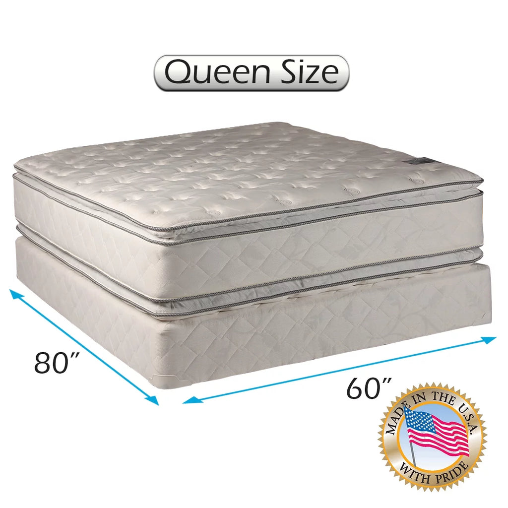 Queen 60x80x12 Quilted Plush Two-Sided Mattress Set with Bed Frame L648