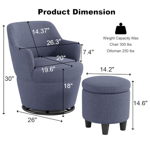 Beige 360 Swivel Accent Chair with Ottoman G27616