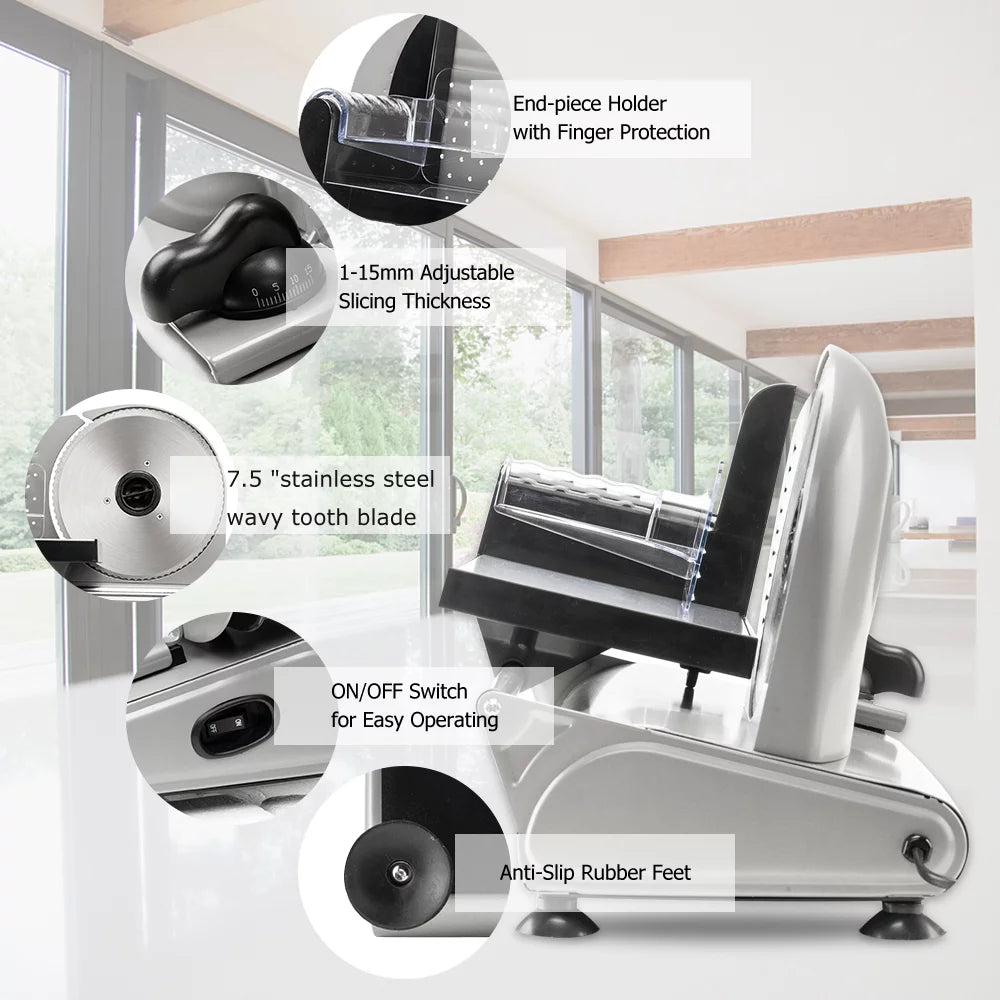 7.5" Semi-automatic Belt Cutter Deli Food Slicer S9171