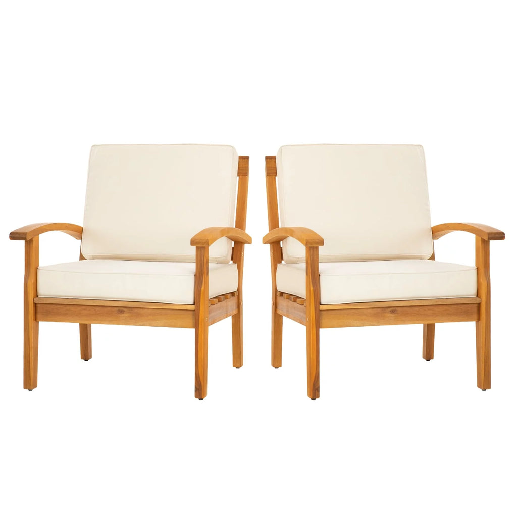 Acacia Wood Patio Club Chairs Set of 2 with Cushion Y916