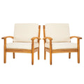 Acacia Wood Patio Club Chairs Set of 2 with Cushion Y916