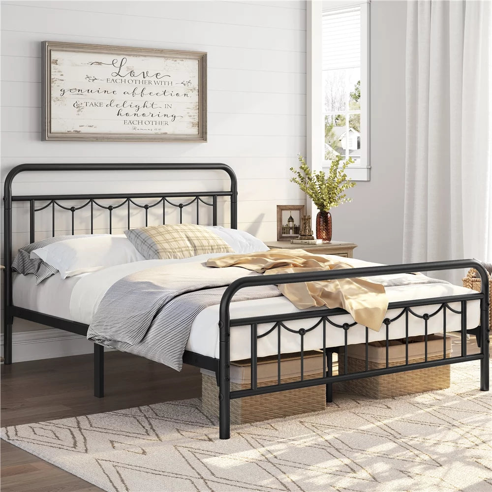 Metal Platform Twin Bed with Headboard and Footboard I34603