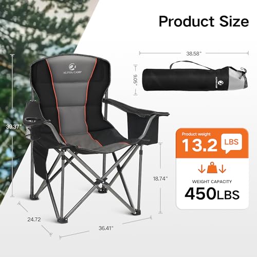 Oversized Heavy Duty Folding Camping Chair with Cooler Bag K12942