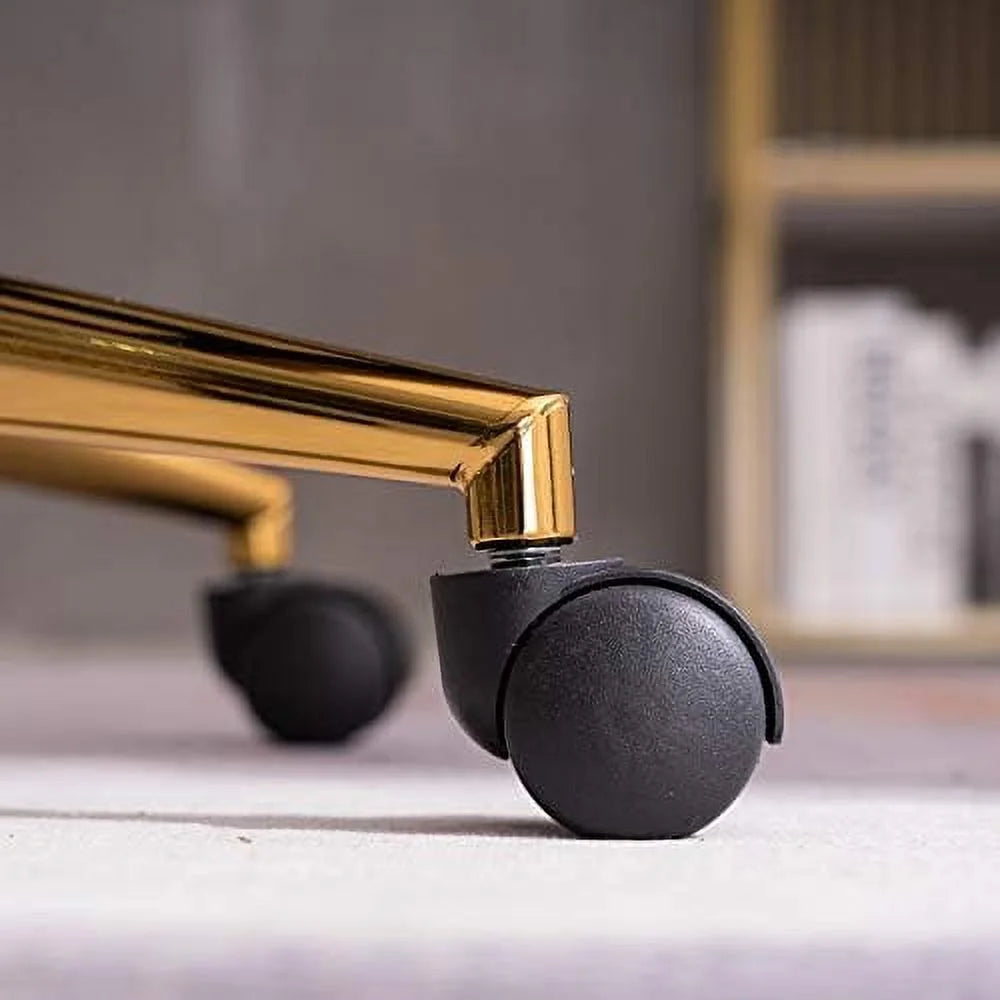 Yellow Velvet Fabric Office Chair with Gold Metal Legs P660941