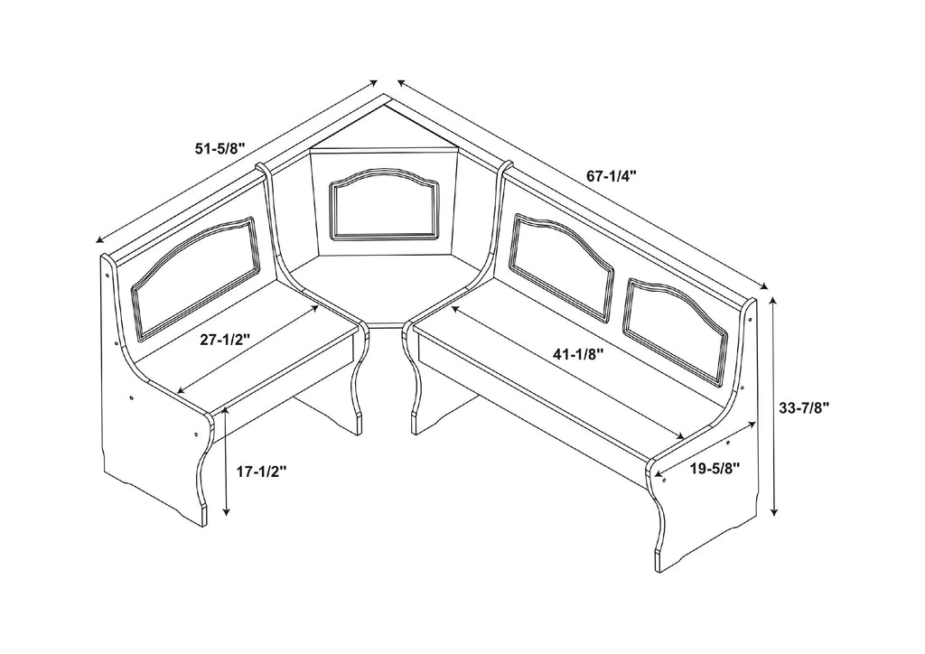 Corner Dining Breakfast Nook with Storage, Seats 4, Natural Honey Finish C1382