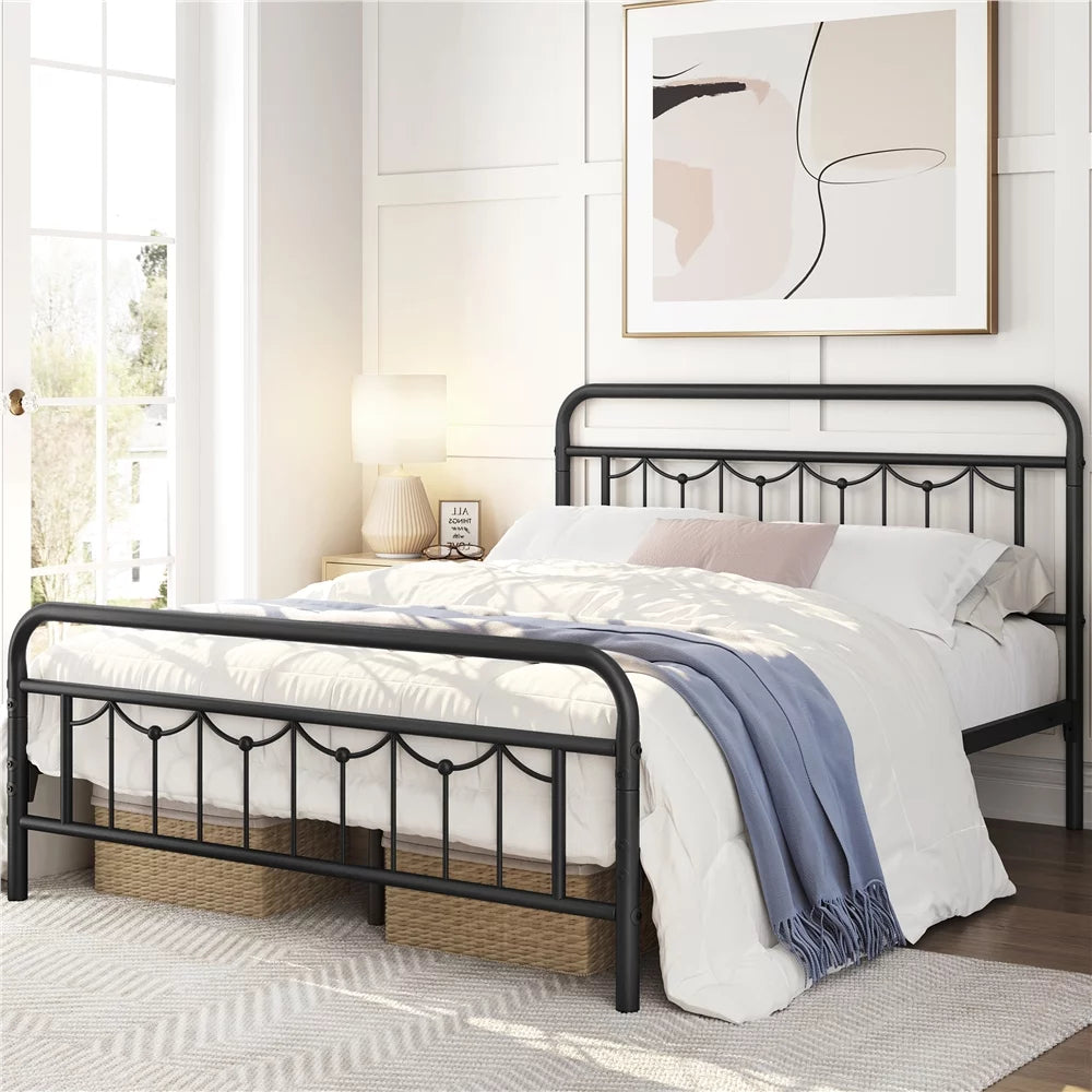 Metal Platform Twin Bed with Headboard and Footboard I34603