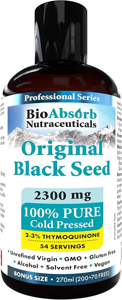 Cold Pressed Unrefined Black Seed Oil 9oz G5675