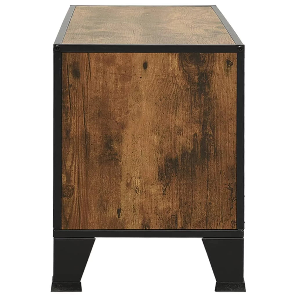 Rustic Brown TV Stand with 2 Mesh Doors and Storage Shelf K9990