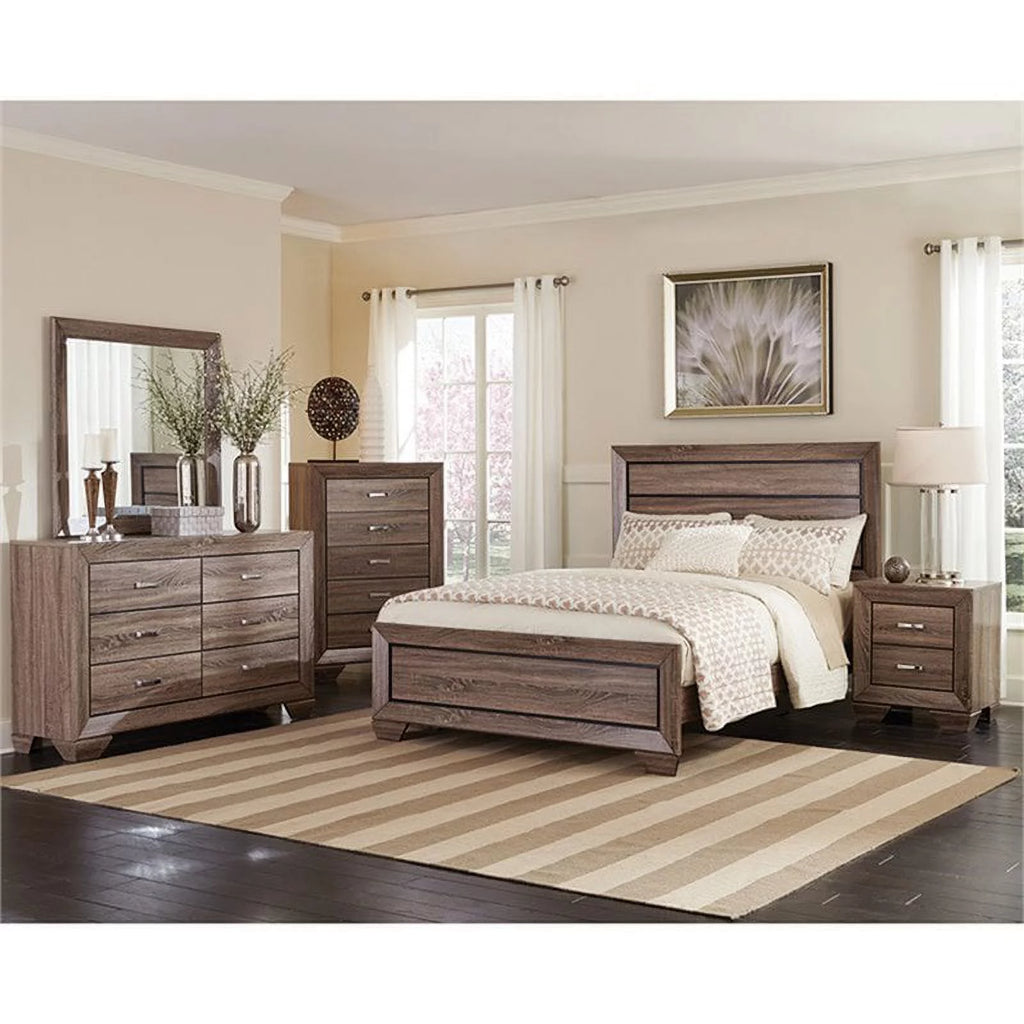 Queen Panel Bed in Washed Taupe S19763
