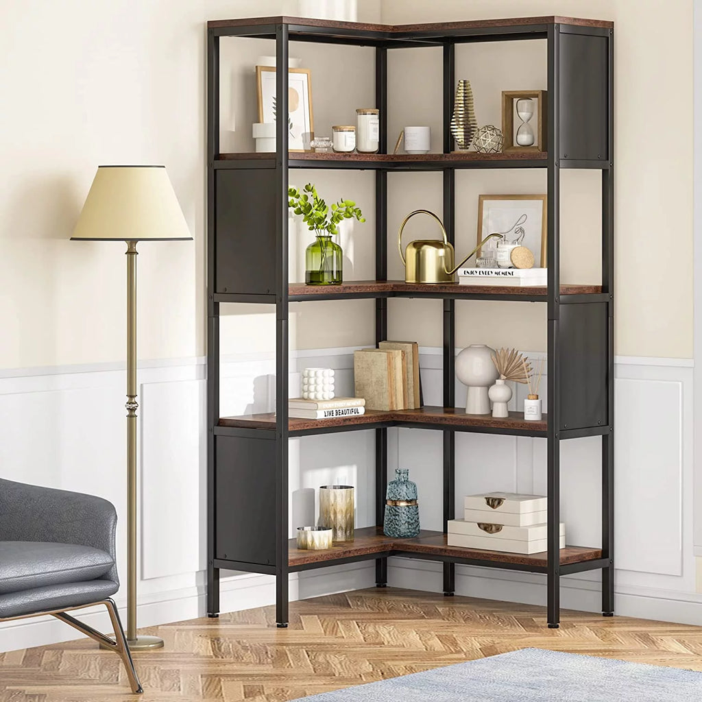 5-Tier L-Shaped Corner Bookshelf V847959
