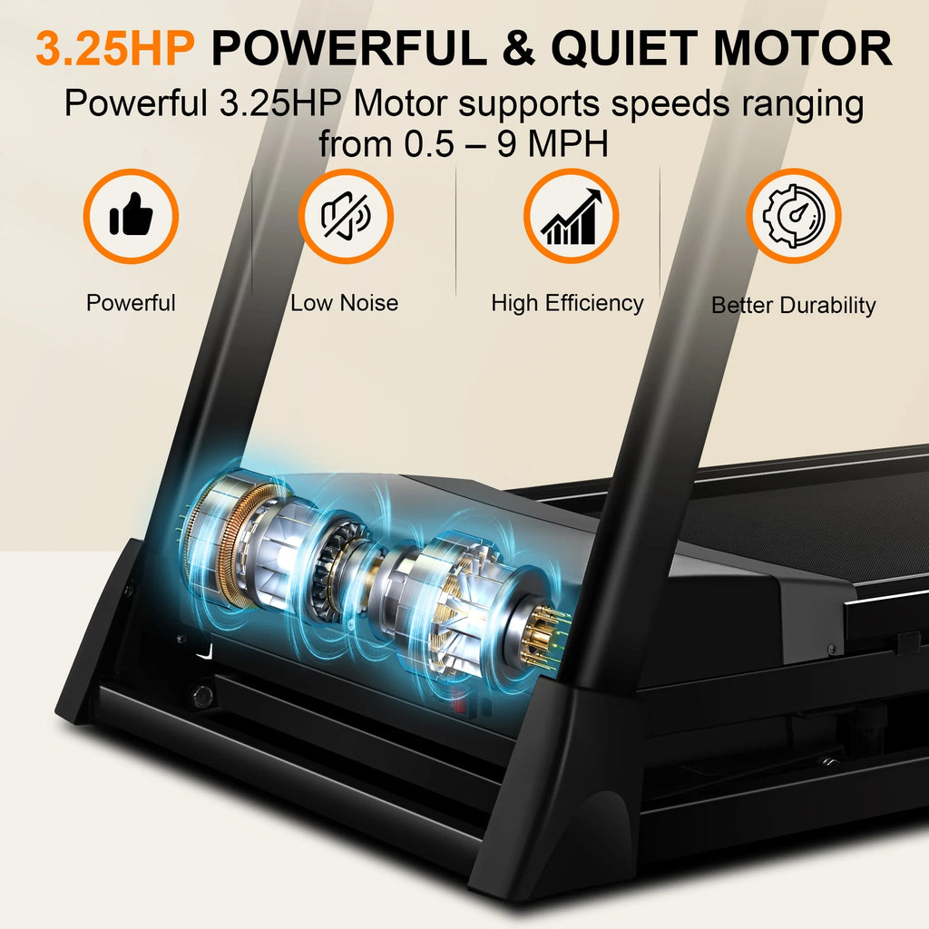3.25 HP Folding Treadmill with 15 Level Auto Incline N415