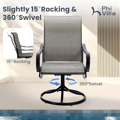 5 Pcs Outdoor Patio Dining Set with Swivel Chairs and Metal Dining Table X2263