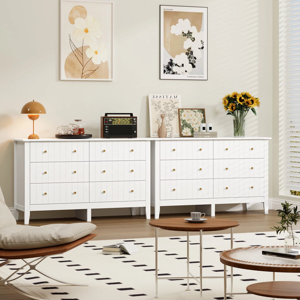 White 6 Drawer Wood Dresser R938