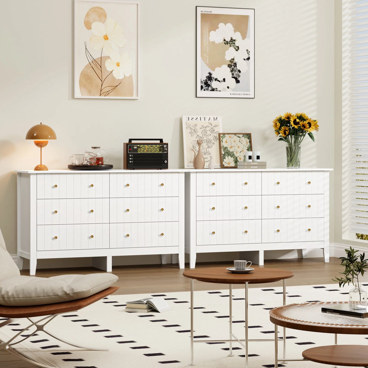 White 6 Drawer Wood Dresser R938