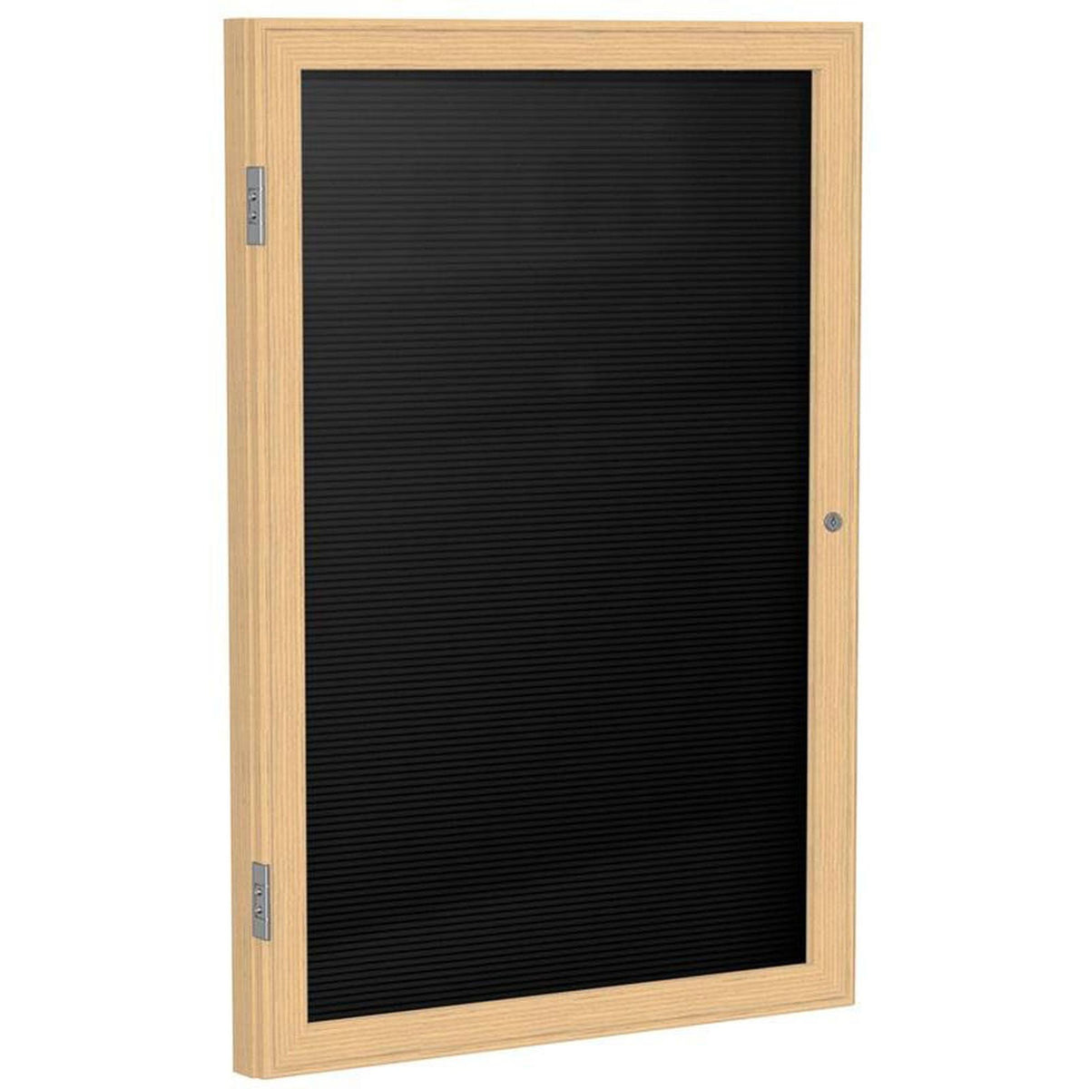 24"x18" 1-Door Oak Finish Enclosed Flannel Letterboard Y893062