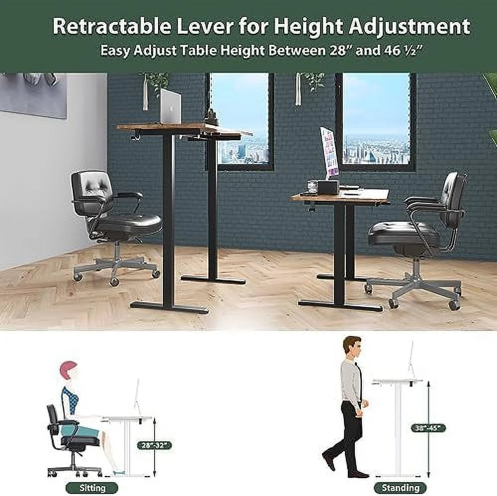 Height Adjustable 44 Inches Manual Standing Desk Black R995146