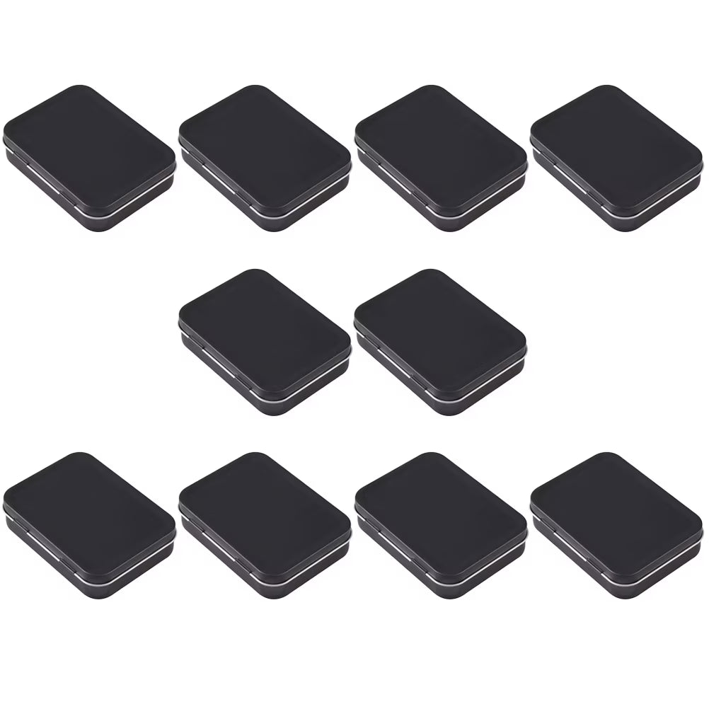 5 PCS Mini Rectangular Tin Storage Boxes with Lids Black V531