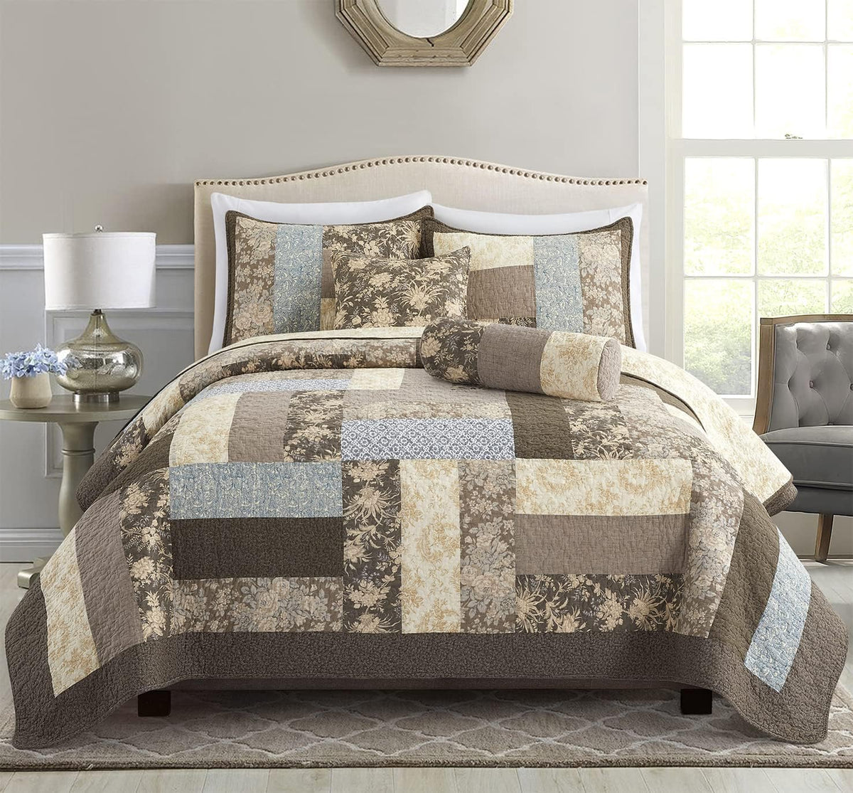 3-Piece 100% Cotton Bohemian Bedding Set, 1 Quilt and 2 Shams (California King) W1562
