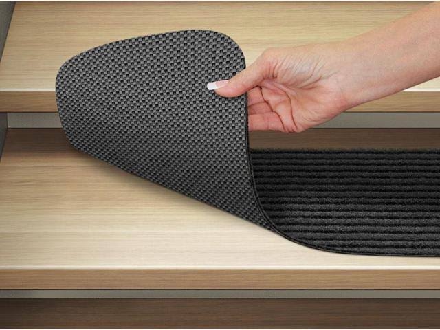 Set of 15 Skid-Resistant Carpet Stair Treads Smokey Black 9 in. x 36 in. U548