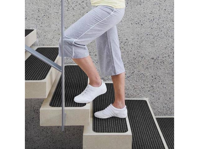 Set of 15 Skid-Resistant Carpet Stair Treads Smokey Black 9 in. x 36 in. U548