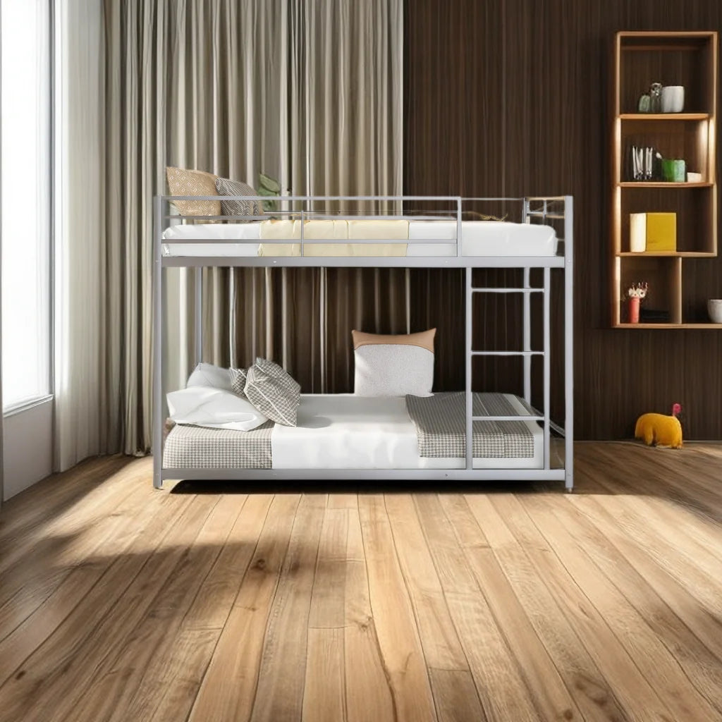 Full Over Full Metal Bunk Bed with Ladder and Safety Guard Rails I899003