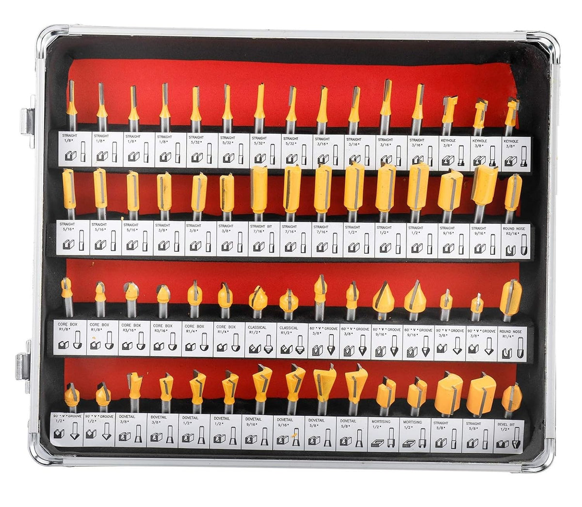 1/4inches Shank Router Bit Set Tungsten Carbide Tips Woodworking Kit H8279