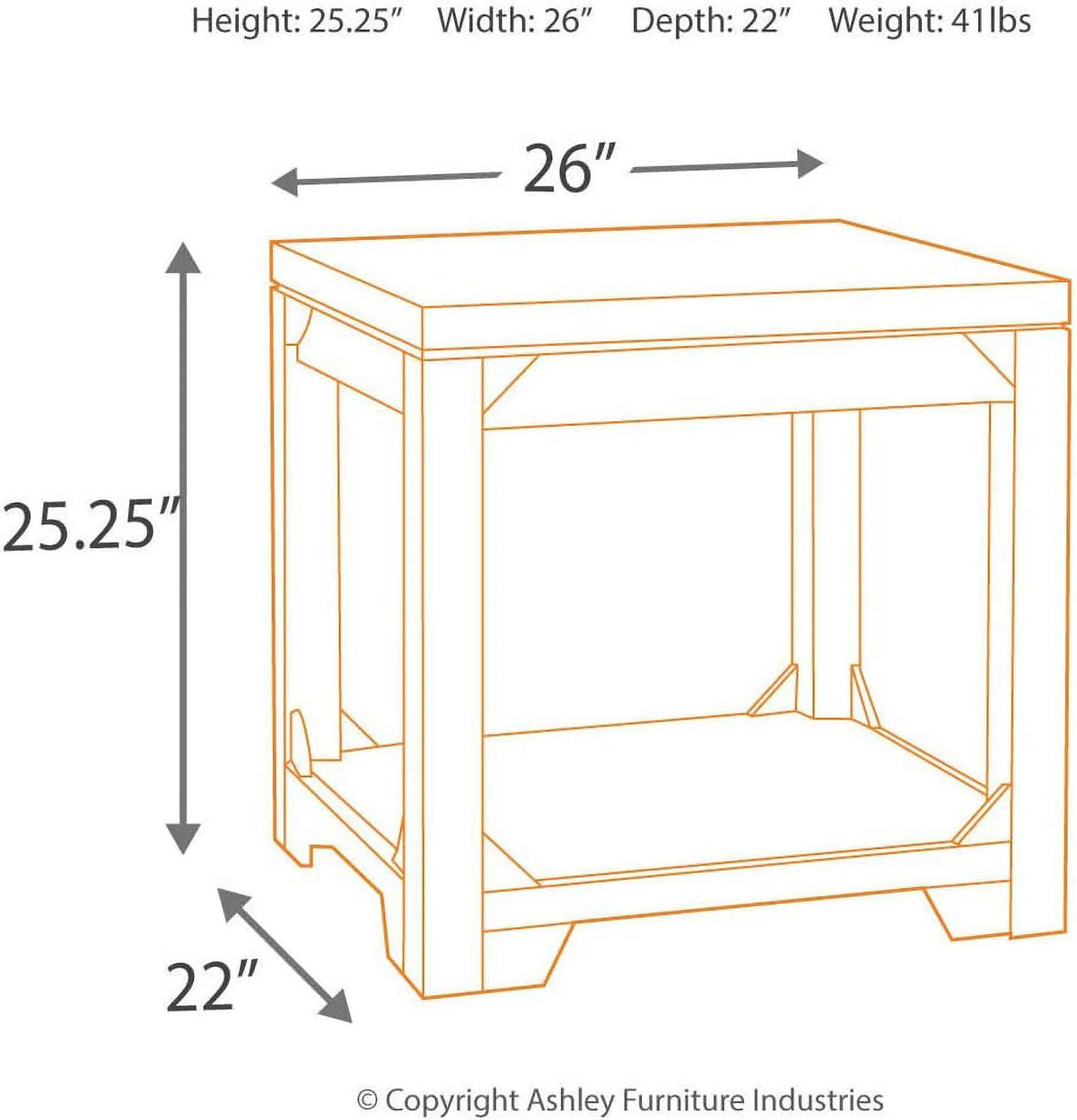 Square End Table with Floor Shelf K871934