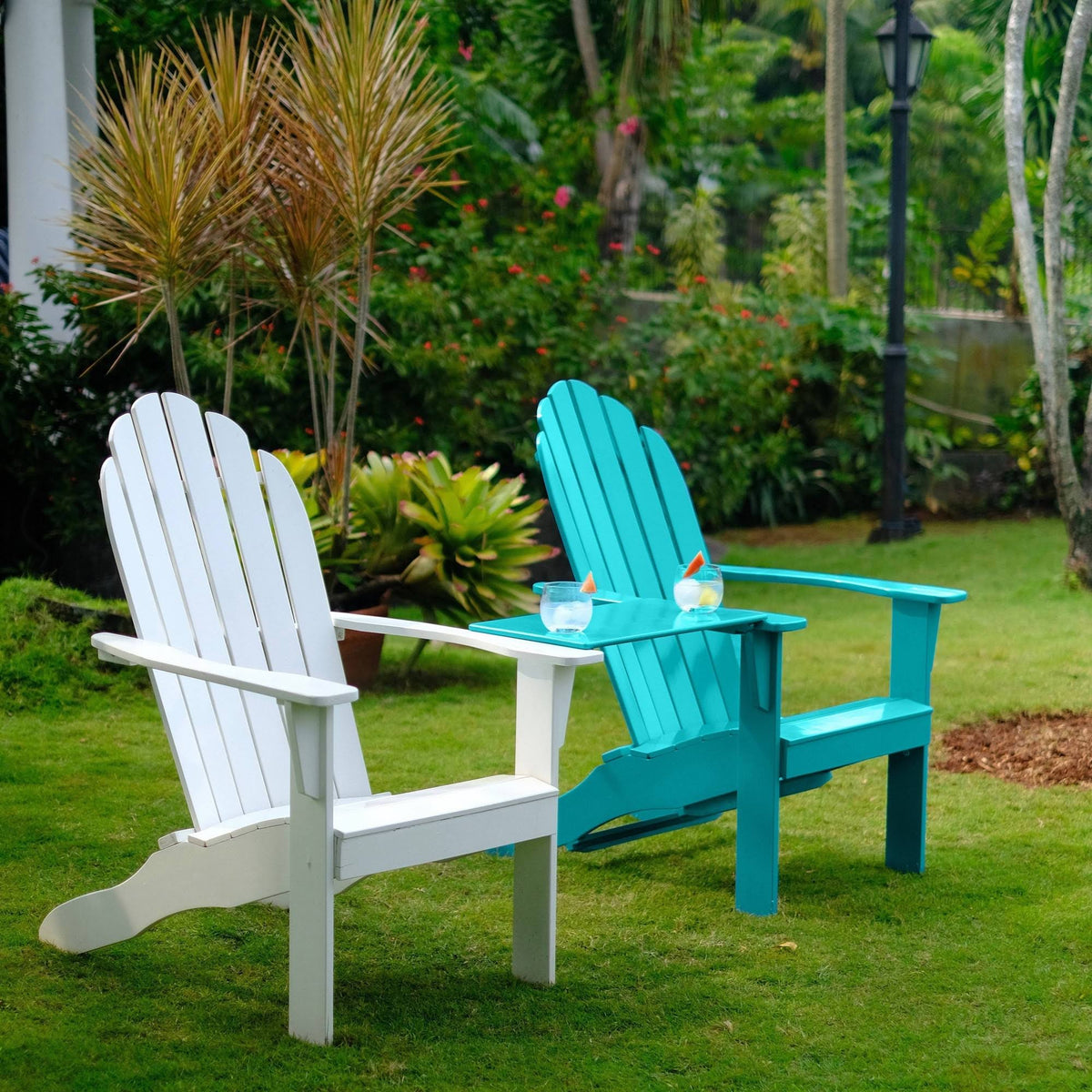Dark Green Adirondack Chair with Tray Table A997