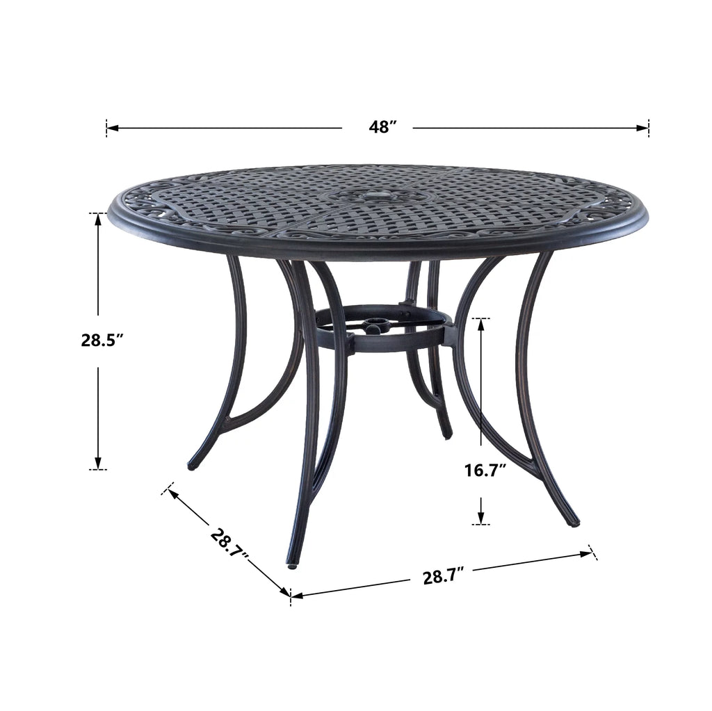 48 in Round Cast Aluminum Outdoor Dining Table O3451