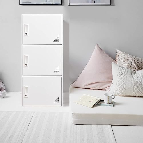 3 Door White Metal Storage Cabinet C671789