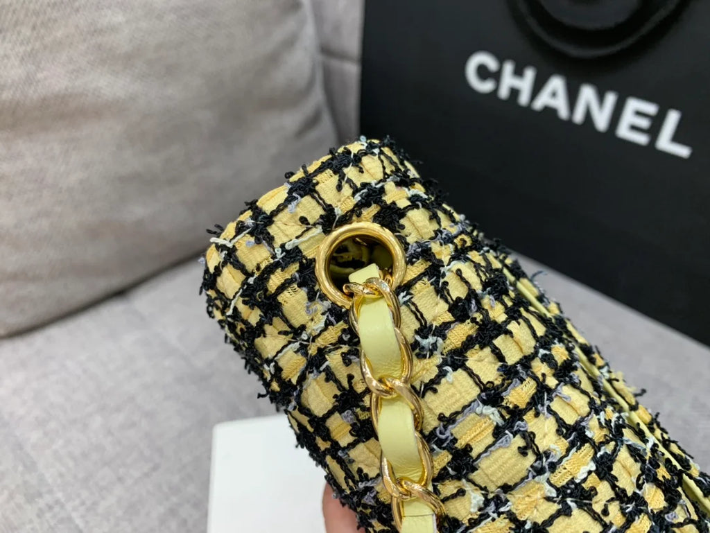 Yellow Tweed Mini Flap Bag Z445