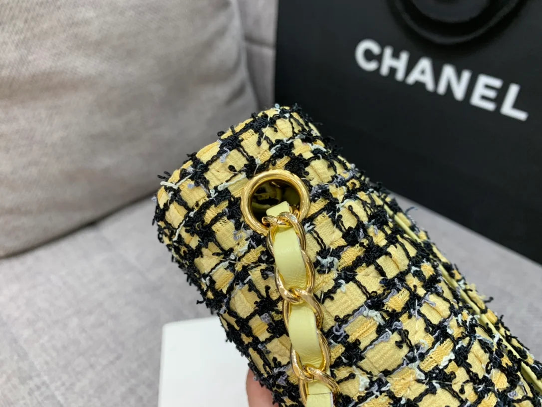 Yellow Tweed Mini Flap Bag Z445