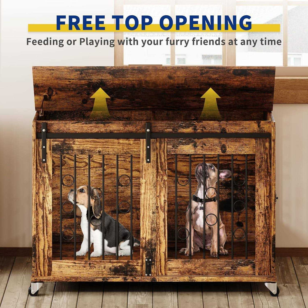 39” Movable Dog Crate with Wheels E863421