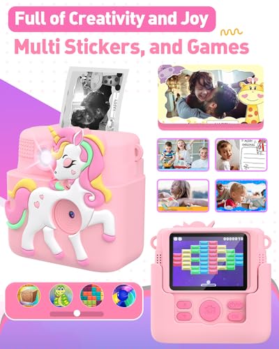 Pink Instant Print Kids Camera with 32GB SD Card Q624259