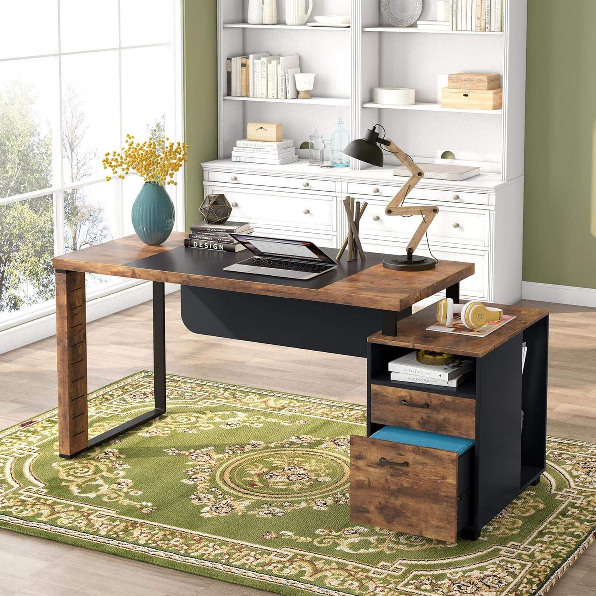 59 Inch Computer Desk with Drawers E710822