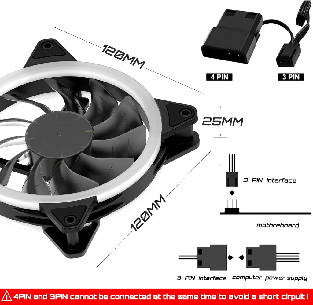 120mm LED Silent Computer Case Fan Triple Pack V487343