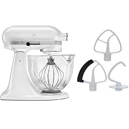 5-Quart Stand Mixer Glass Bowl Matte White S618