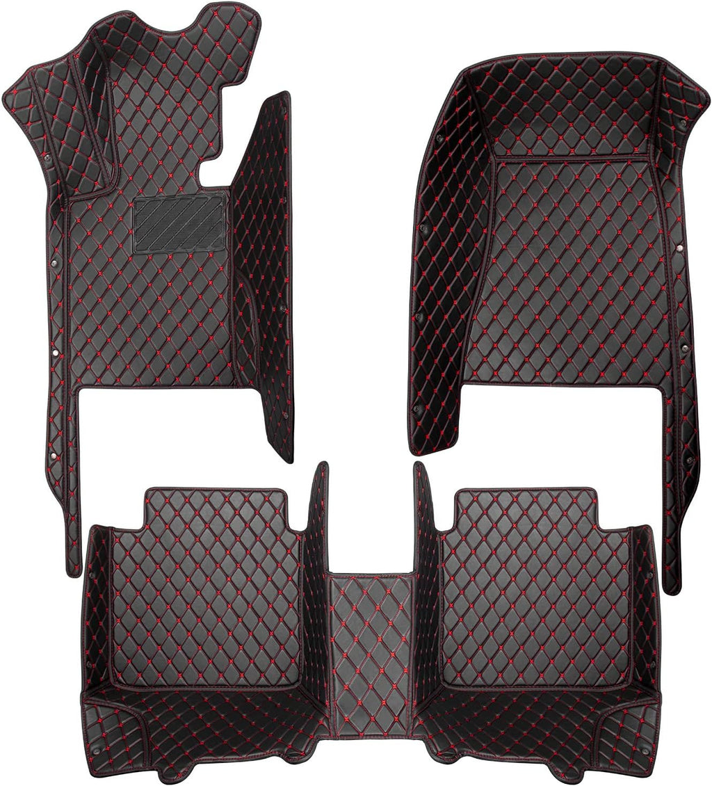Leather Car Floor Mats 1st & 2nd Row Black A169