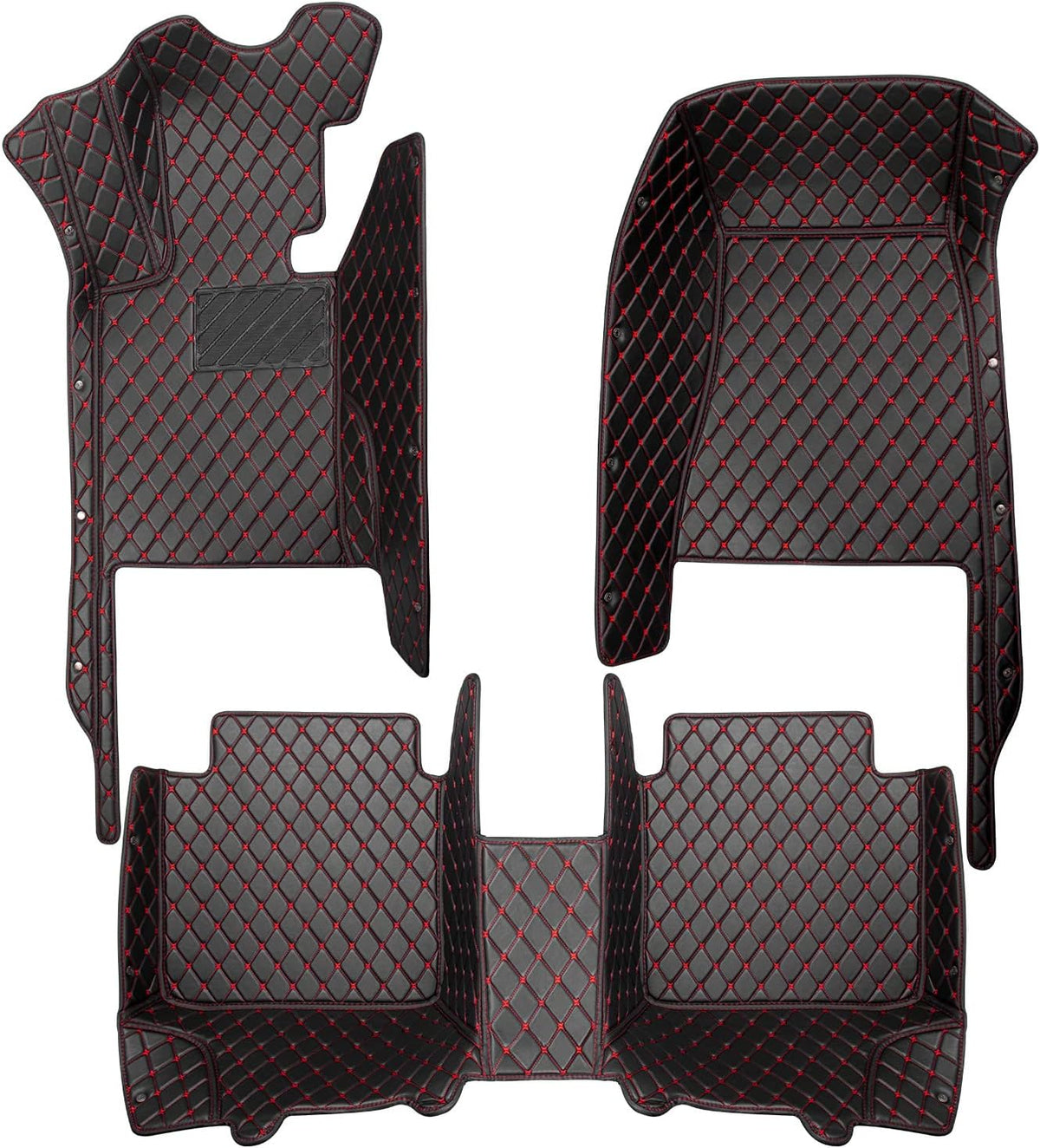 Leather Car Floor Mats 1st & 2nd Row Black A169