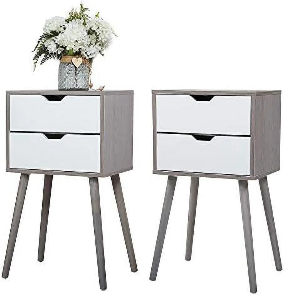 Blue Nightstand with Drawer Solid Wood Leg J7723
