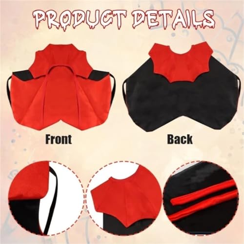 Pet Vampire Cape Cloak 6-Piece Adjustable Red Black G36268