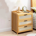 Mid-Century Vintage Nightstand with 3 Mesh Storage Drawers T275244