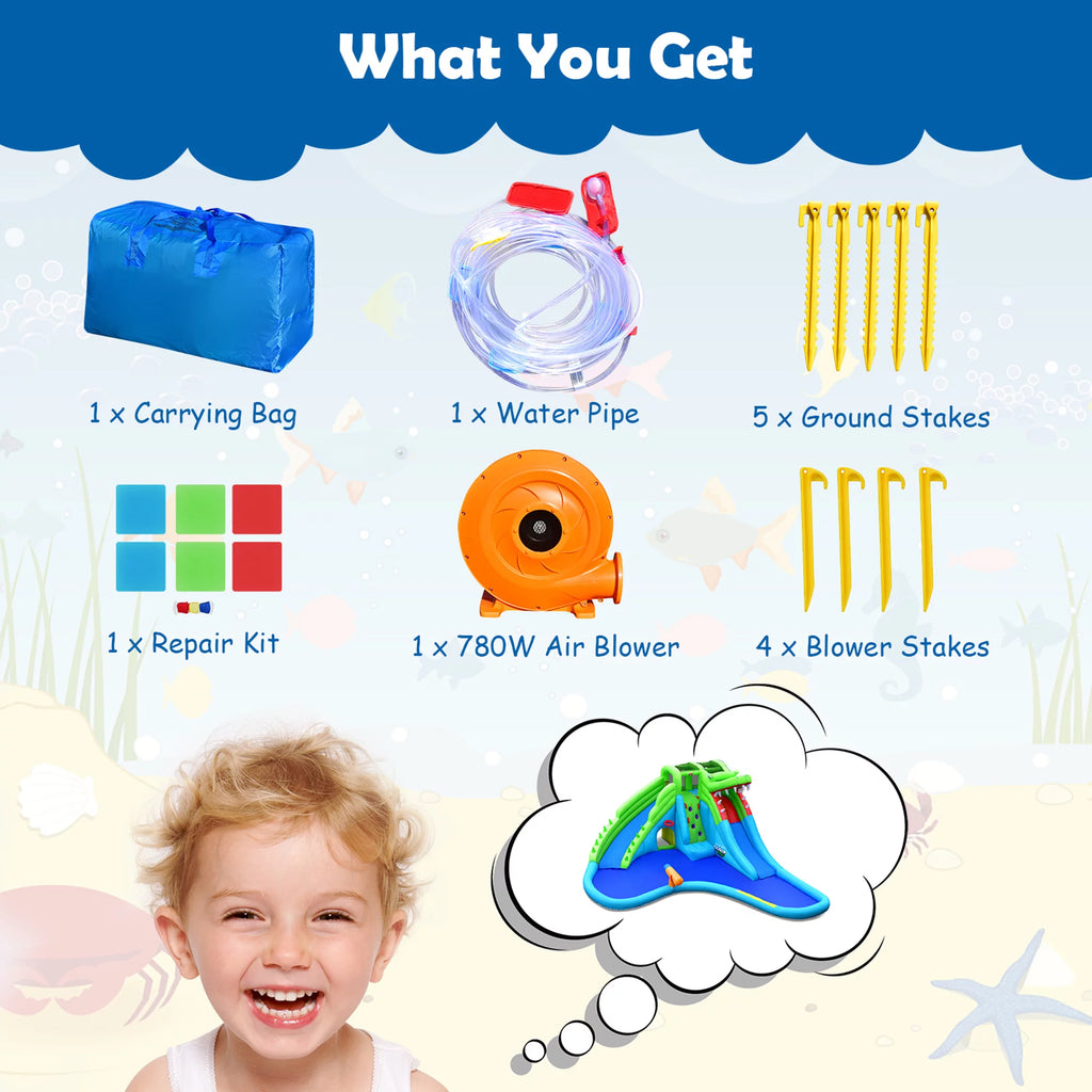 Inflatable Water Slide Park with Dual Slides N84476